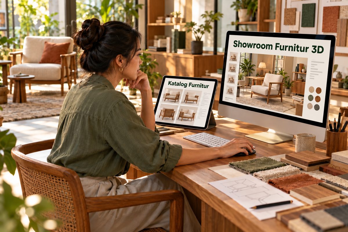Ilustrasi showroom 3d